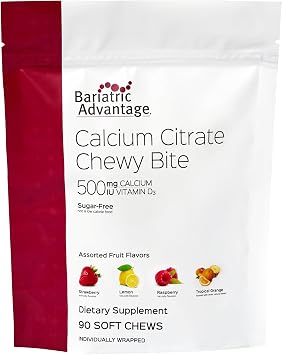 Bariatric Advantage Calcium Citrate Chewy Bites, Assorted Fruit, 90 Ct