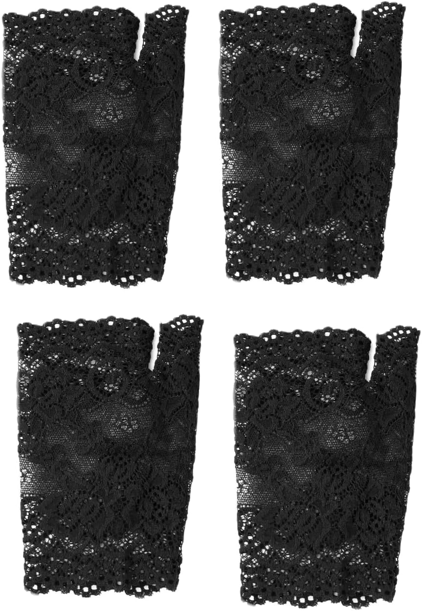 2pairs Short black Lace Fingerless Gloves for Party, Cosplay, Costume, Opera Evening Prom