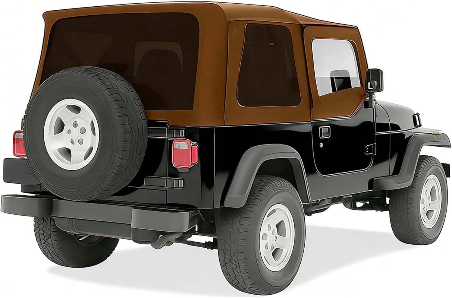 ALMULOO Soft Top Support Bracket Compatible with 1987-1995 Jeep Wrangler YJ W/Squared Front Upper Half Doors Aluminum+Steel Frame Plastic Windows Electrophoresis Tan+Clear+Smoke