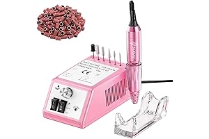 Professional Electric Nail Drill Machine for Manicures and Pedicures with Sanding Bands (Pink)