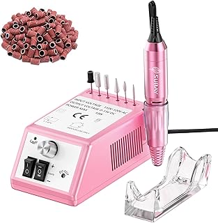 Subay Professional Finger Toe Nail Care Electric Nail Drill Machine Manicure Pedicure Kit Electric Nail Art File Drill with 1 Pack of Sanding Bands (Pink)