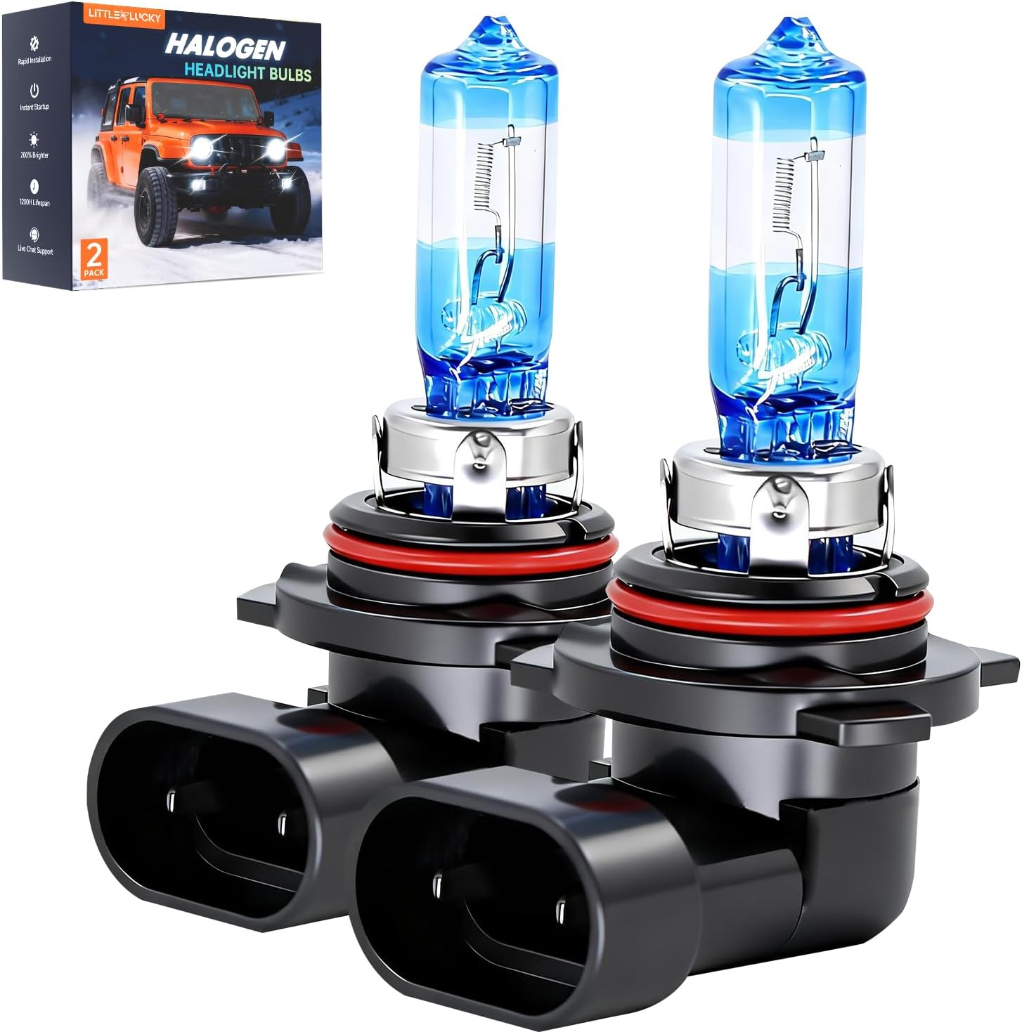 littlelucky 9012/HIR2 Halogen Bulbs, 3800k Warm White Light, 300% Brighter, High Performance 12V/55w Halogen Light for High/Low Beam Replacement Bulb, 1200H Lifespan, Plug&Play 2 Pack