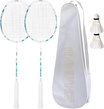 Badminton Racquet,Portable Badminton Set,Professional Offensive Dunk Heavy Kill Type Durable Light Racquets,with 2 Shuttlecocks and 1 Bag,Sport Game for Indoor Outdoor Backyard