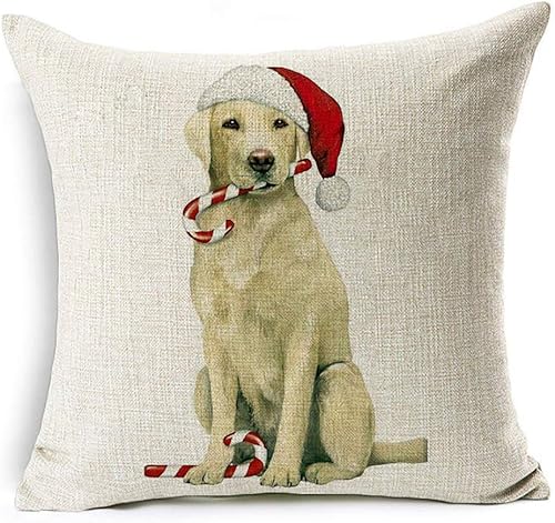 Miniatura 2 de Funda de cojín con diseño de reno de Papá Noel, perro de Navidad, decoración de sofá para el hogar (#14 Taschentucher Christmas Bulldog)