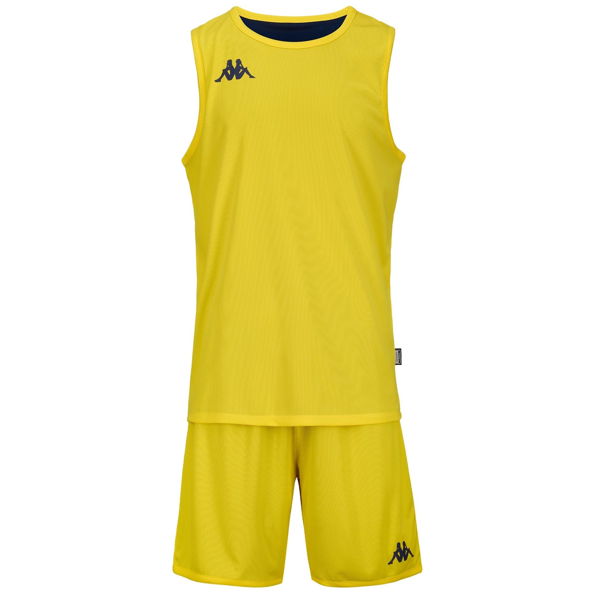 Kappa - Completo Canotta Pantaloncino, Uomo, Giallo, Poliestere, Basket, Kappa4Basket Dancosi, Taglia: M