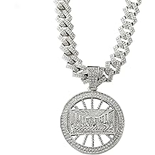 Rhinestone Necklace Chain, 18K Gold Plated Hip Hop Pendant with Cuban Link Width 13MM Length 19.7in(50cm), Ice Out Jewelry Gifts
