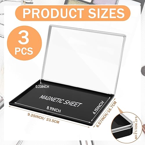 Miniatura 2 de Wenqik 3 piezas de paleta de sombra de ojos magnética vacía grande para cosméticos con parte superior transparente, bandeja de sombra de ojos DIY