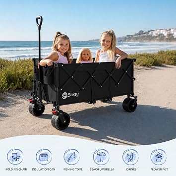 Sekey 300L Extended Collapsible Wagon, 660 lb Capacity, 48 in Long