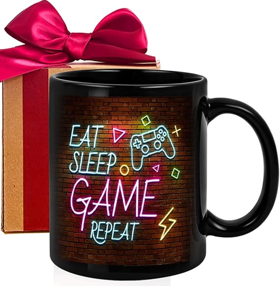 Funny Gaming Mugs, Eat Sleep Game Repeat Computer Video Games Game Coffee Mugs for Gamers Men, Gamer Gifts For Teen Boys, Gamer Boy Gifts, Gamer Gifts For Him-m235
