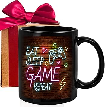 Funny Gaming Mugs, Eat Sleep Game Repeat Computer Video Games Game Coffee Mugs for Gamers Men, Gamer Gifts For Teen Boys, Gamer Boy Gifts, Gamer Gifts For Him-m235