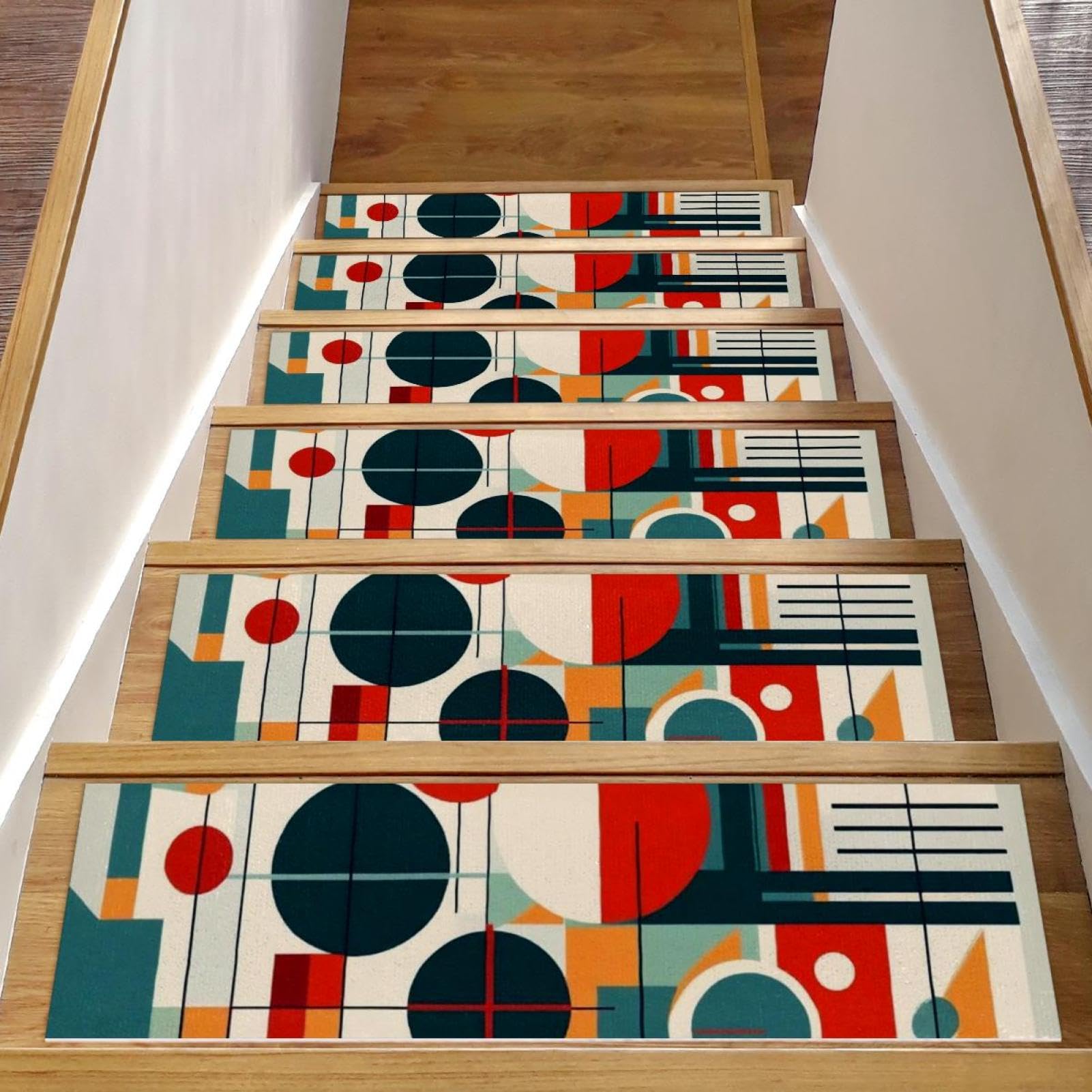 Tapis d'escalier bois antidérapant rétro évitant les chutes des chiens et enfants