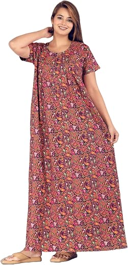 Urali® Women's Printed 100% Cotton Night Gown - S470A