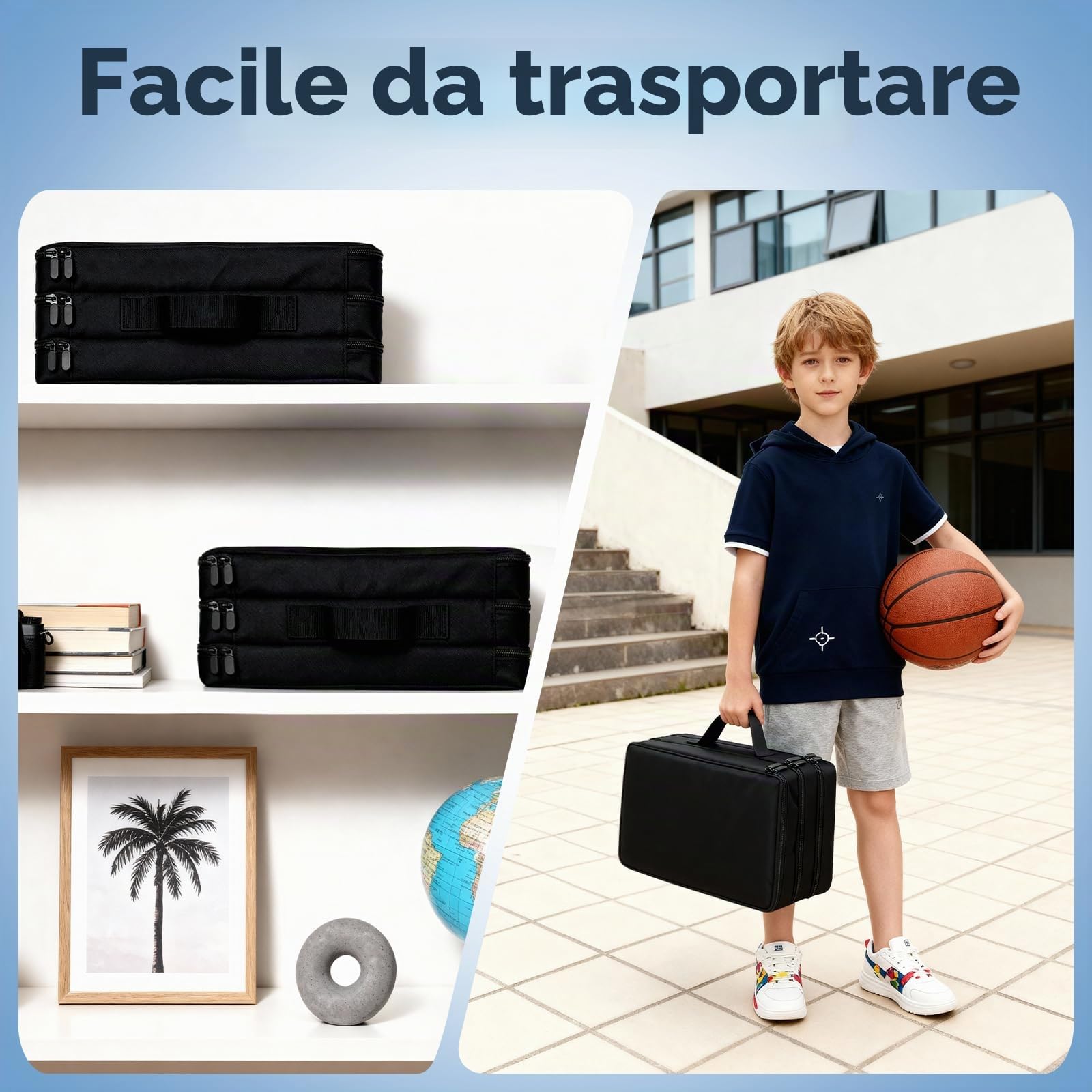 Valigia per il trasporto di miniature compatibile con 40k e DND, custodia per miniature con 120 slot e 3 inserti in schiuma adatta per miniature da 20 mm a 32 mm, Nero