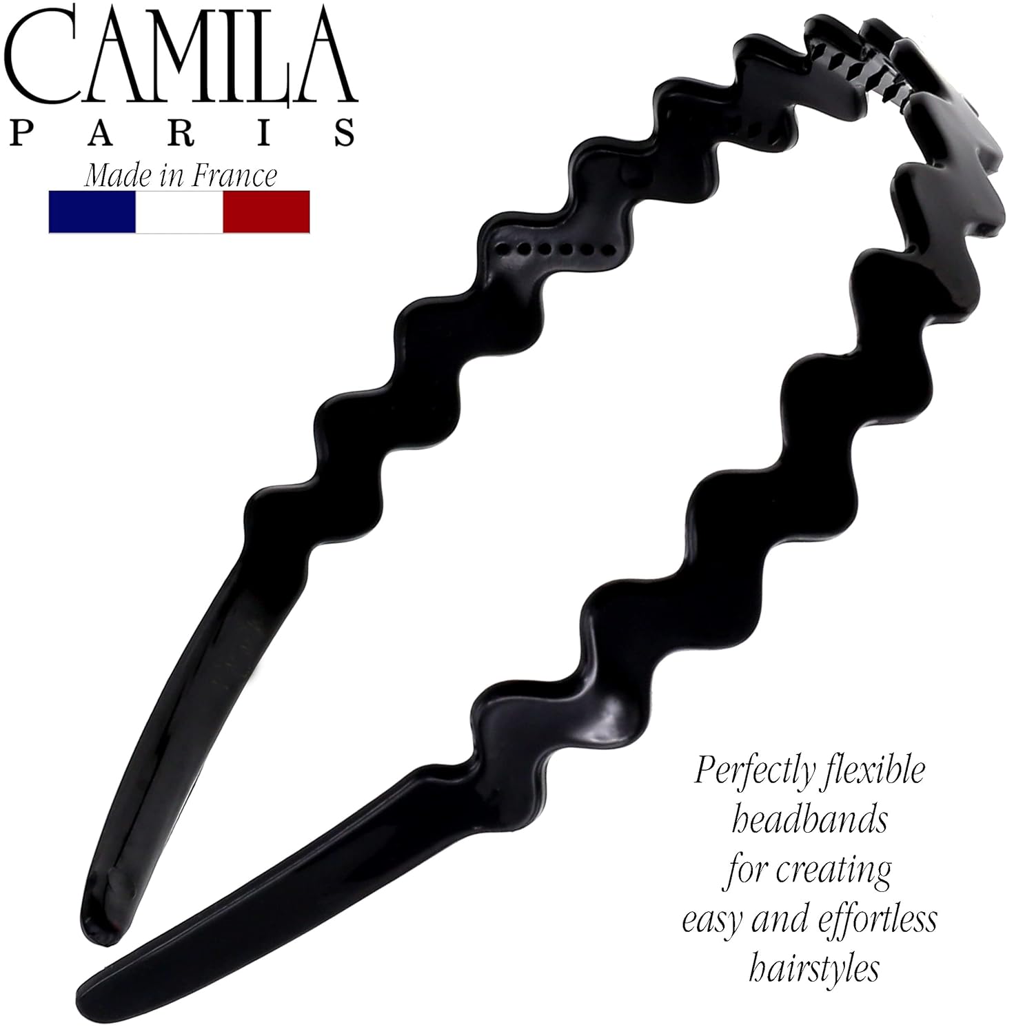Camila Paris CP3295 French Headband for Women, Black, Strong Hold Grip Women's Hair Band, Ligth and Very Flexible, No Slip and Durable Styling Girls Hair Accessories, Made in France - Image 3