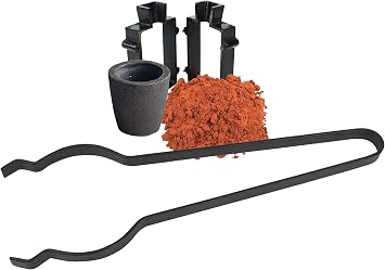 Sand Casting Set Kit with 2.2 Lbs Delft Clay Sand, Cast Iron Mold Flask Frame, 1 Kg Foundry Graphite Crucible & Tongs Melting Casting Refining Gold Silver Copper Jewelry Making