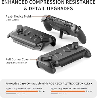 Full Protective Case Cover Compatible with ASUS ROG Xbox Ally/Ally X,Protective Case with Detachable Front Shell,Frosted Anti-Slip Handheld Design-Black