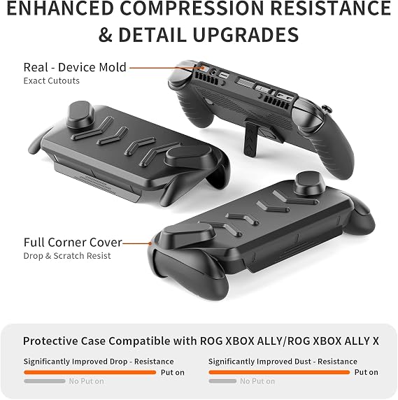 Full Protective Case Cover Compatible with ASUS ROG Xbox Ally/Ally X,Protective Case with Detachable Front Shell,Frosted Anti-Slip Handheld Design-Black