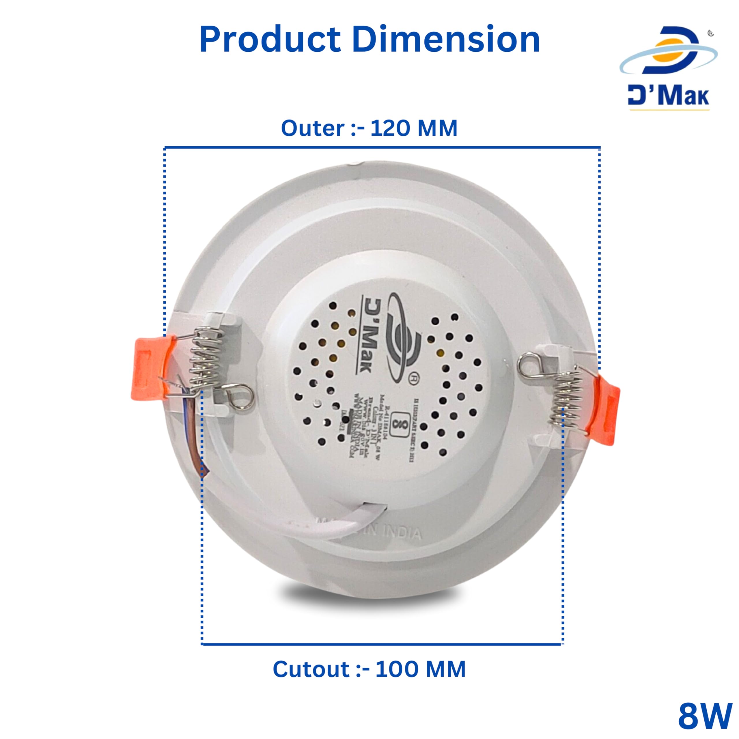 D'Mak 8 Watt Trim Less LED Round False Ceiling Panel Light with Isolated LED Driver for POP (8 Watt,Pack of 10) 3