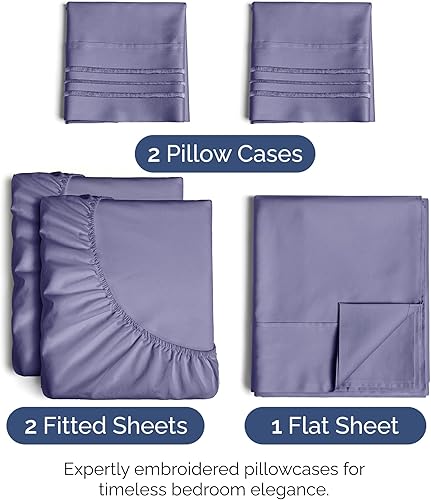 Vista 1726 de Juego de sábanas de 4 piezas tamaño king, extrasuaves, transpirables y refrescantes con esquinas profundas, sábanas de fácil ajuste y sin arrugas
