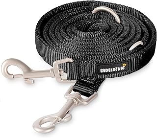 Rudelkönig Führleine Frida - 2,30m - Verstellbare Hundeleine für mittelgroße und große Hunde - Nylon Leine Hund in schwarz
