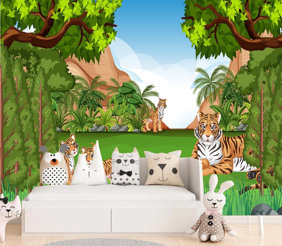 Image of Cartoon Design Kids Theme Vinyl Poster Animals Wallpaper Wall Sticker for Home Decor, Living Room, Bedroom,Kids Room, Play Room (Self Adhesive Vinyl, 5x7 feet i.e 60x84 inch) 05