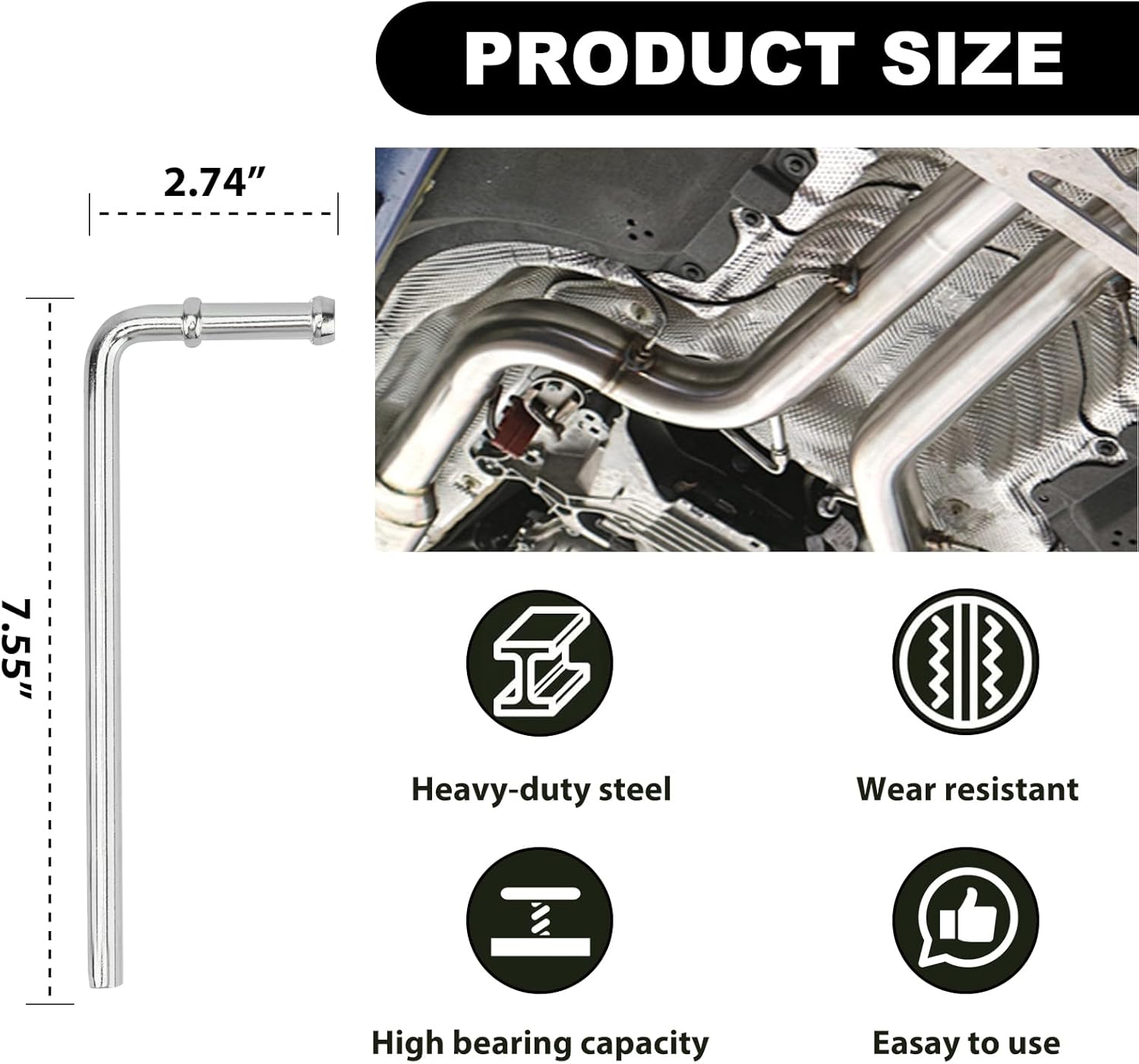 12PC Universal Exhaust Hangers Kit - Complete 12PC Rubber Brackets Set with 2 Holes & 4 Holes, 90° Weld-On Bend Rods (0.47'' Holes, 7.55'' Length) for Car Truck Custom Exhaust