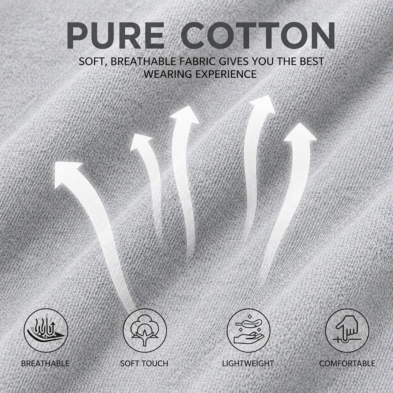 Mens Round Neck Long Sleeve T-Shirts, Breathable 100% Organic Cotton Athletic Tees S-XXL