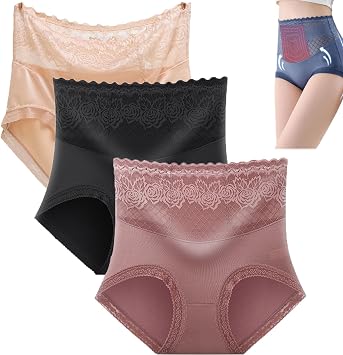 Janescharm Lacy Fit Underwear,High Waist Lace Cotton Women Panties,Silky Comfort High Waist Hip Lift Panties