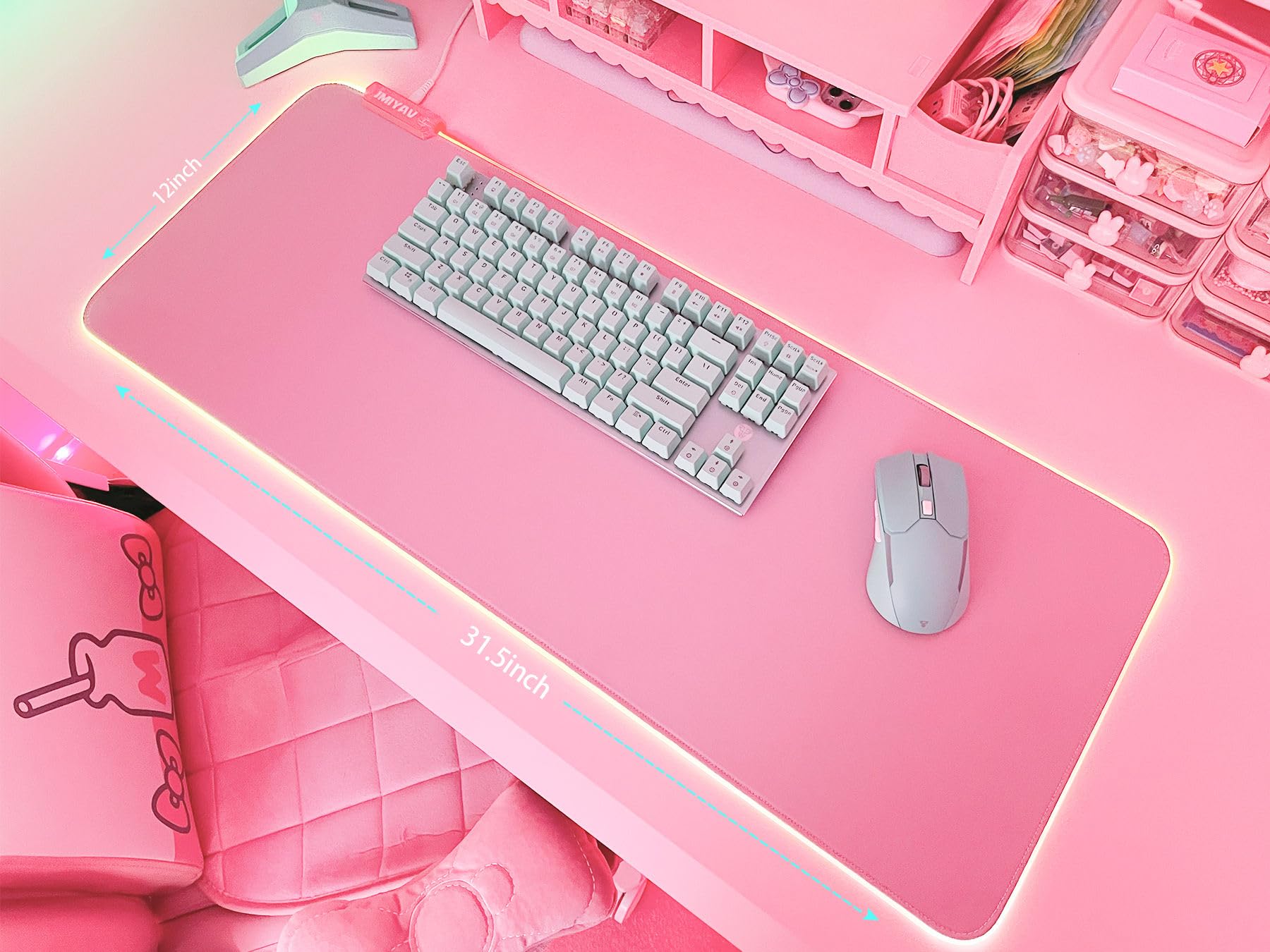 パソコン　マウスパッド　ピンク Amazon.co.jp: JMIYAV ピンク RGB ゲーミングマウスパッド 31.5x12