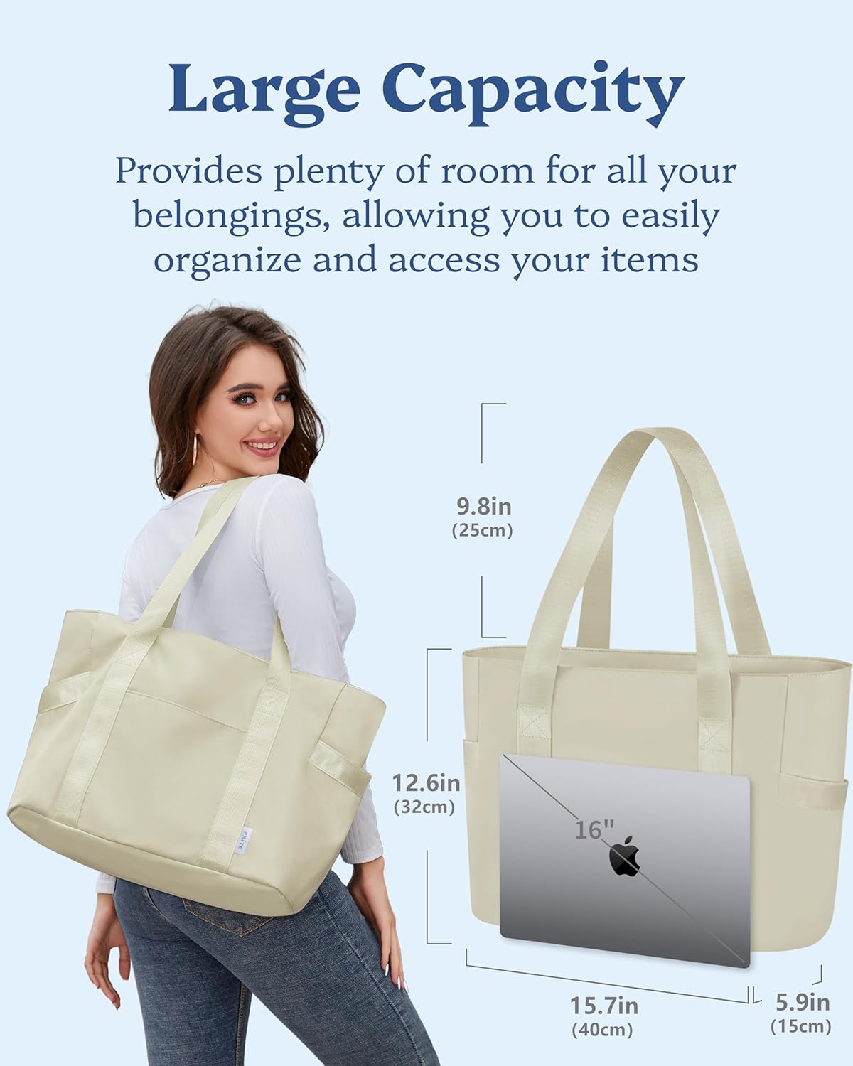 Prite Tote Bag for Women Weekender Bag with Laptop Compartment for Work Nurse Travel Gym - Image 3