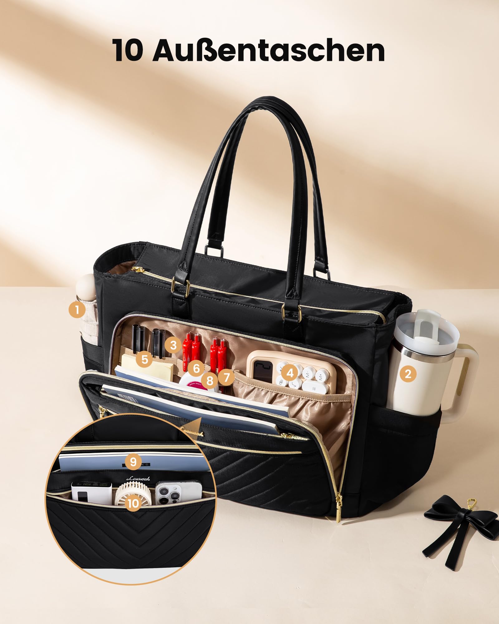 LOVEVOOK Laptoptasche Arbeitstasche Damen Groß mit Isolierted Kühlfach | 15,6 Zoll Handtasche Wasserdicht Lunch Tasche Lehrertasche Aktentasche Schultertasche für Arbeit Büro Business Schule Uni