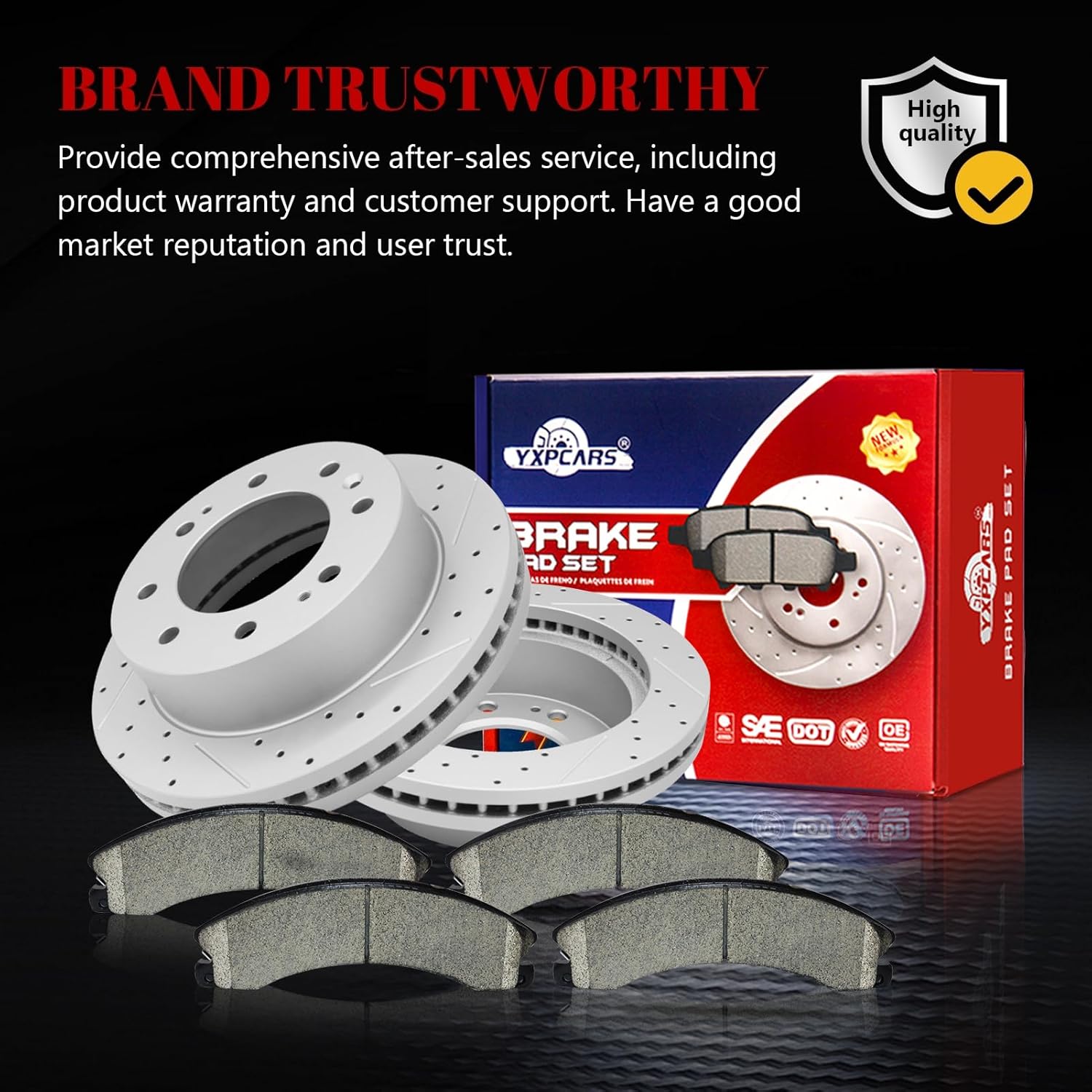 Front & Rear Drilled Slotted Rotors and Ceramic Disc Brake Pads Kit for Chevry Silverado (2500/3500) Hd 2011-2019/ Suburban 3500 Hd 2016-2018, for Gmc Sierra (2500/3500) Hd 2011-2019