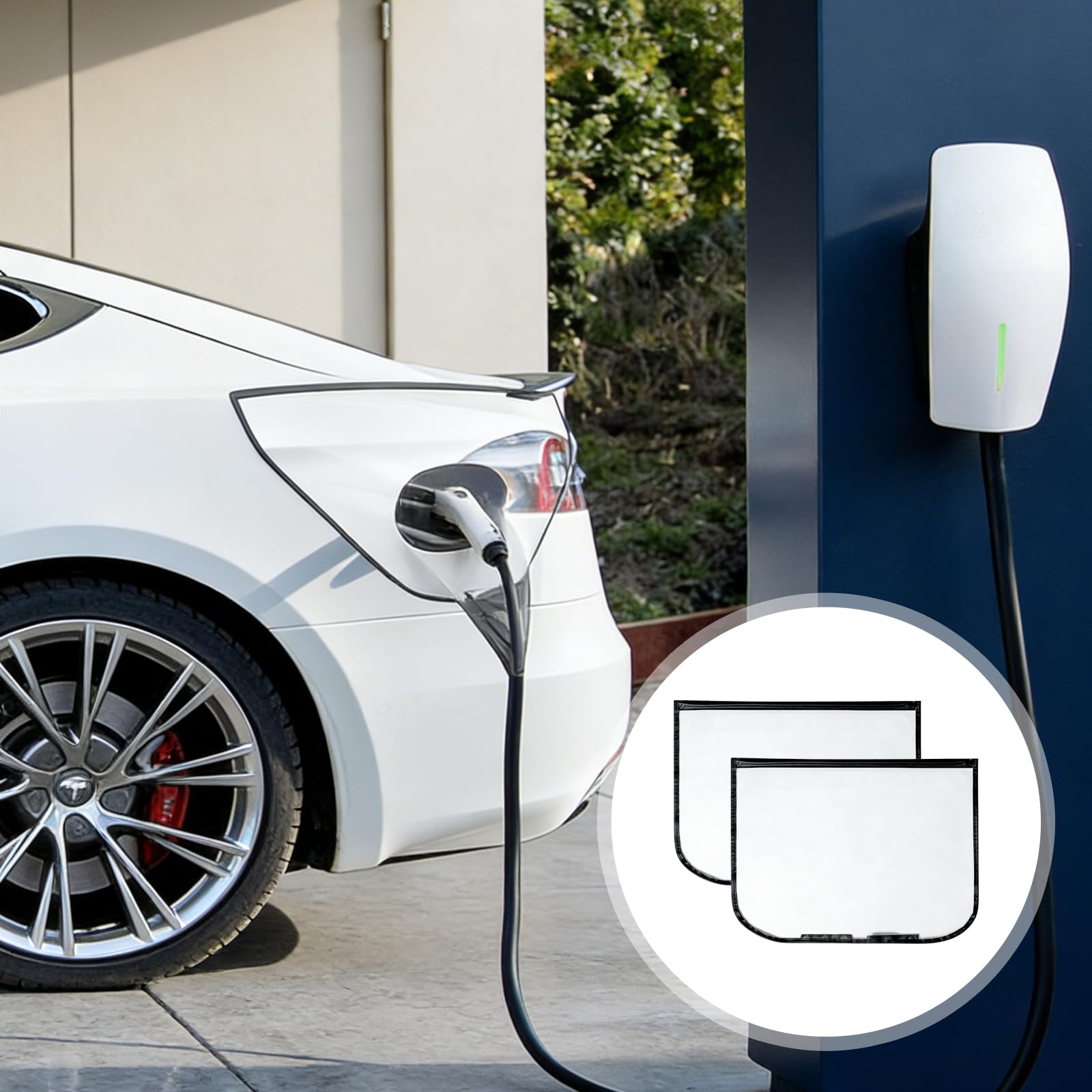 2PCS EV Charger Port Cover, Waterproof Outdoor Car Charger Cover, Dual magnetic stripe design Universal Car Charging Port Rain and Rain Protection for Electric Vehicle — view 6