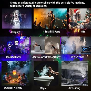 Mini Portable Fog Machine,Handheld Smoke Machine with 10m Wireless Remote Control for Photography Outdoor Events DJ Parties Indoor Stage Effects,DIY Halloween