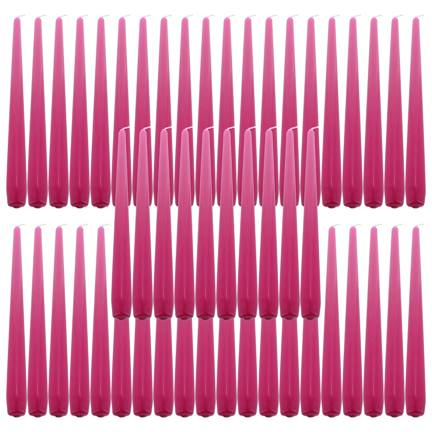 Fuchsia Taper Dinner Candles  9"" 24cm Candle Unscented 7 Hour Burn Time 50 Pack