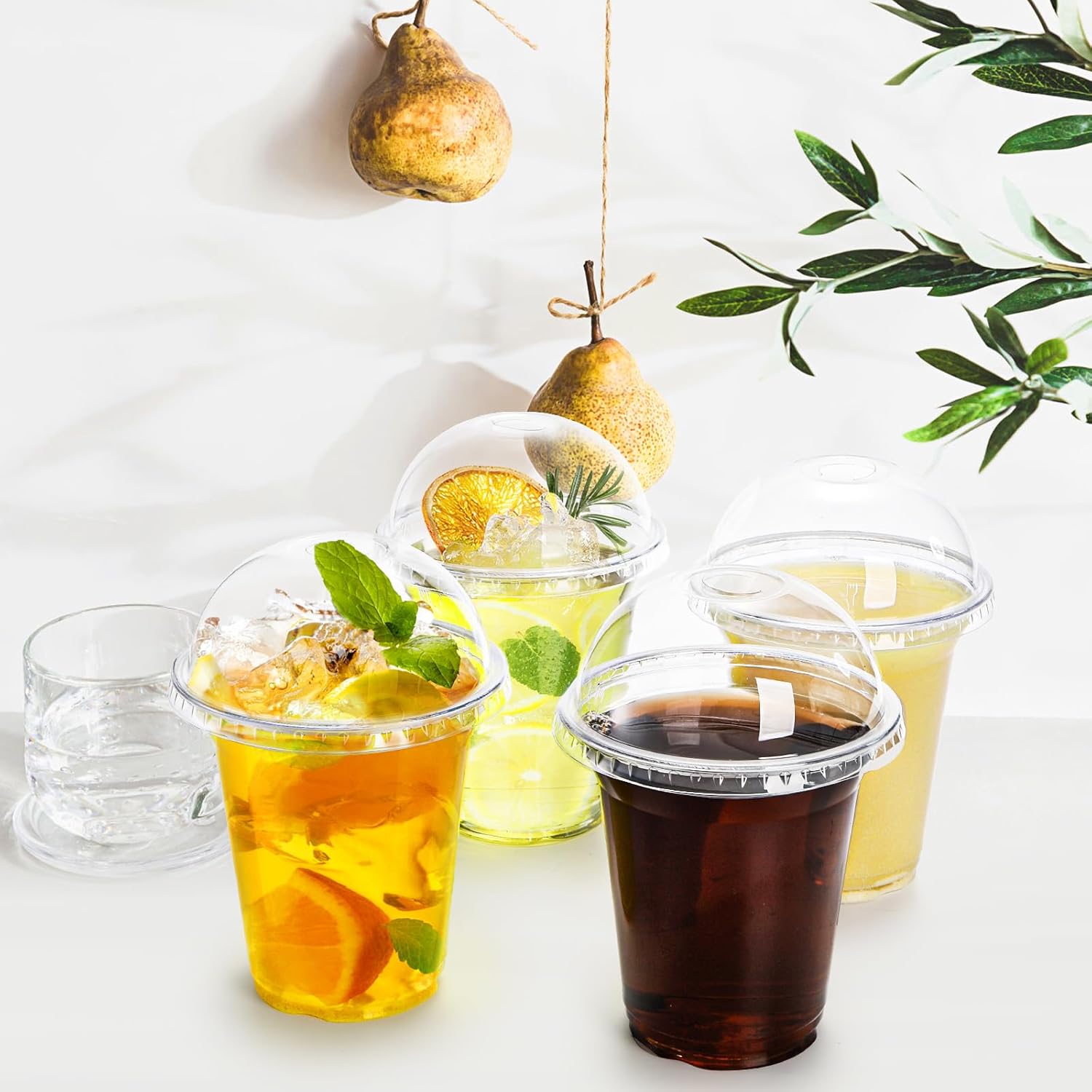 Okllen 100 Pack 12 oz Clear Plastic Cups with Dome Lids and Hole, Disposable Drinking Cups Milkshake Cups for Iced Coffee, Cold Drinks, Smoothie, Milkshake, Party - Image 6