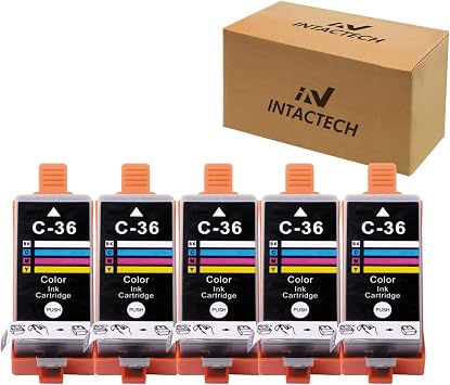Cli-36 Color Compatible Ink Cartridges Replacement for Canon Ink PGI35 CLI36 Work for Pixma ip110 ip100 mini260 mini320 tr160 tr150 Black and Tricolor, 5-Pack