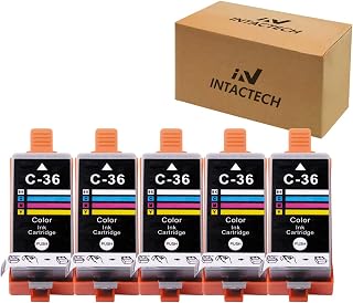Intactech Compatible with Canon iP100 Color Ink Cartridges CLI-36 Pixma Ink 36 Color (5 Color Pack) Use for Canon PIXMA iP110 iP100 mini260 mini320 TR150 Printer