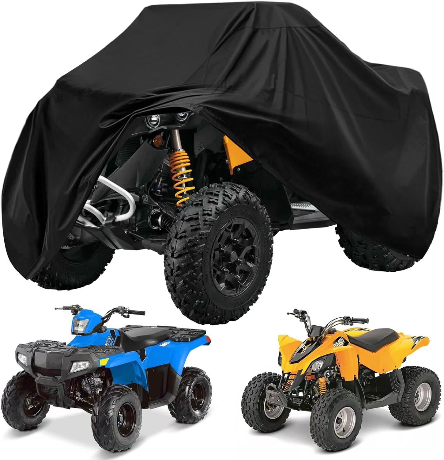 Small ATV Cover Waterproof 600D Heavy Duty Universal Youth Quad Covers, All Weather Protection Kids 4 Wheeler 50cc 80cc 90cc 110cc 125cc fit for Polaris,Honda,Kawasaki,TaoTao ATV Accessories