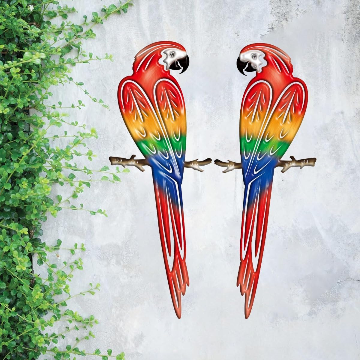 Metal Outdoor Wall Art Decor,3D Colorful Garden Birds Sculpture Outdoor Iron Hanging Parrot Decor, Metal Hand-Made Bird Wall Art Decorations for Fence Patio Balcony Living Room - Image 7