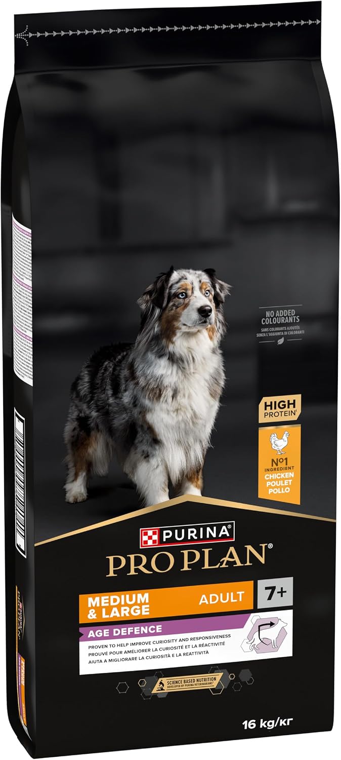 Pro Plan Medium & Large Adult 7+, Dry Dog Food, Rich in Chicken, for Senior Dogs, Pack of 1 (1 x 16 kg) Chicken 16 kg (1er Pack)