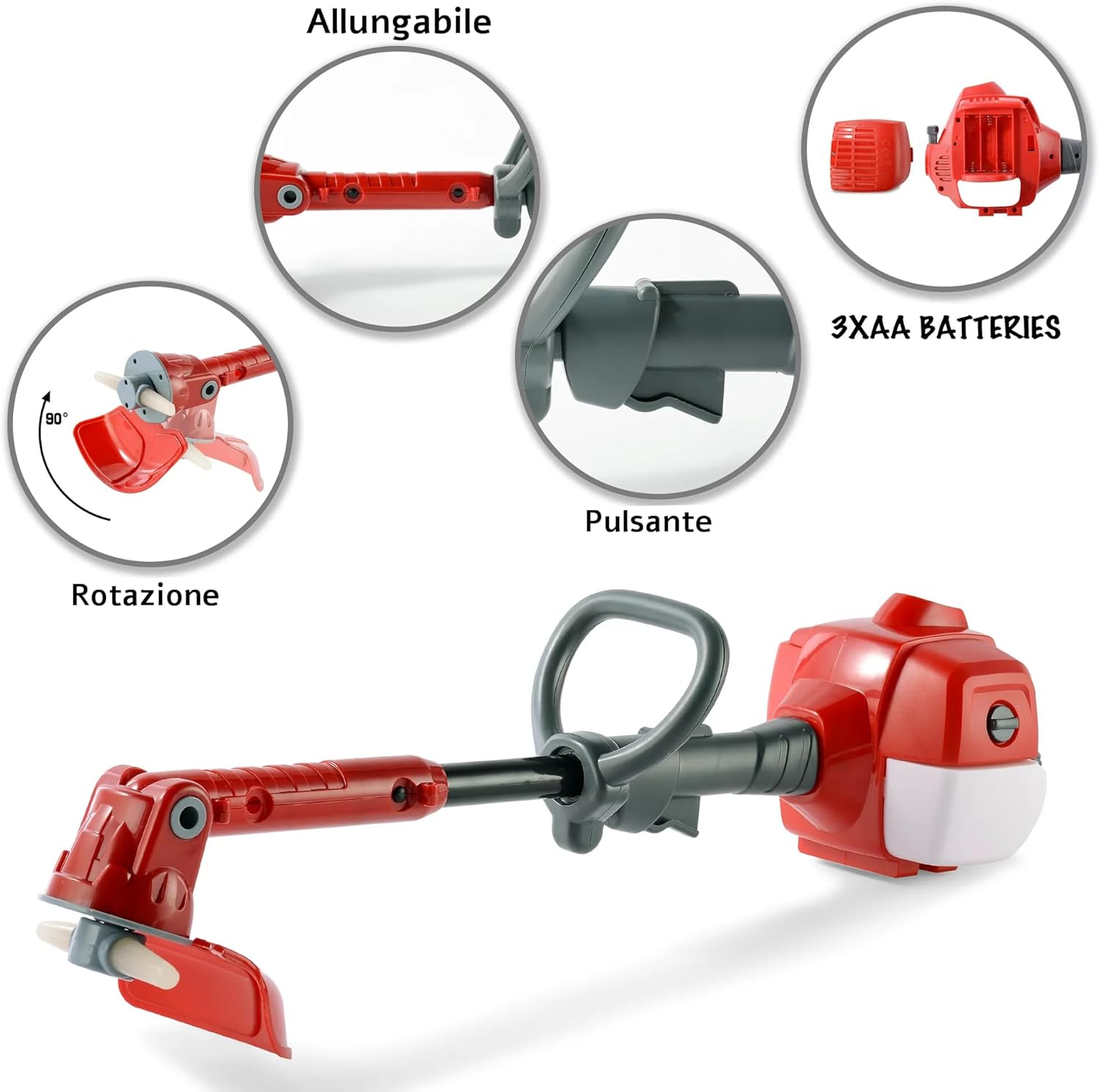 Extendable Lawn Mower Toy with Work Tools for Children with Lights and Sounds