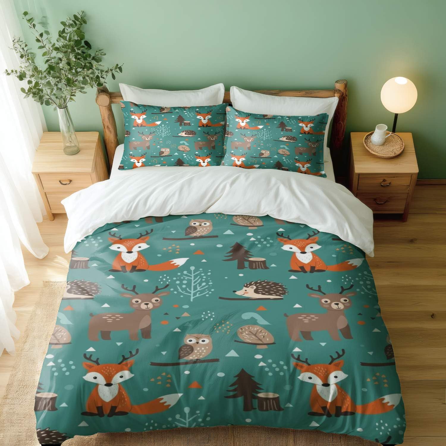 Housse de couette animaux de la forêt pour décorer la chambre des petits garçons et filles