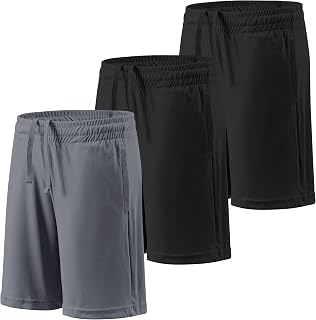 BALENNZ Boy's 5-Pack Athletic Shorts Kids Youth Quick Dry Active Performance Basketball Shorts with Pockets Elastic Waistband