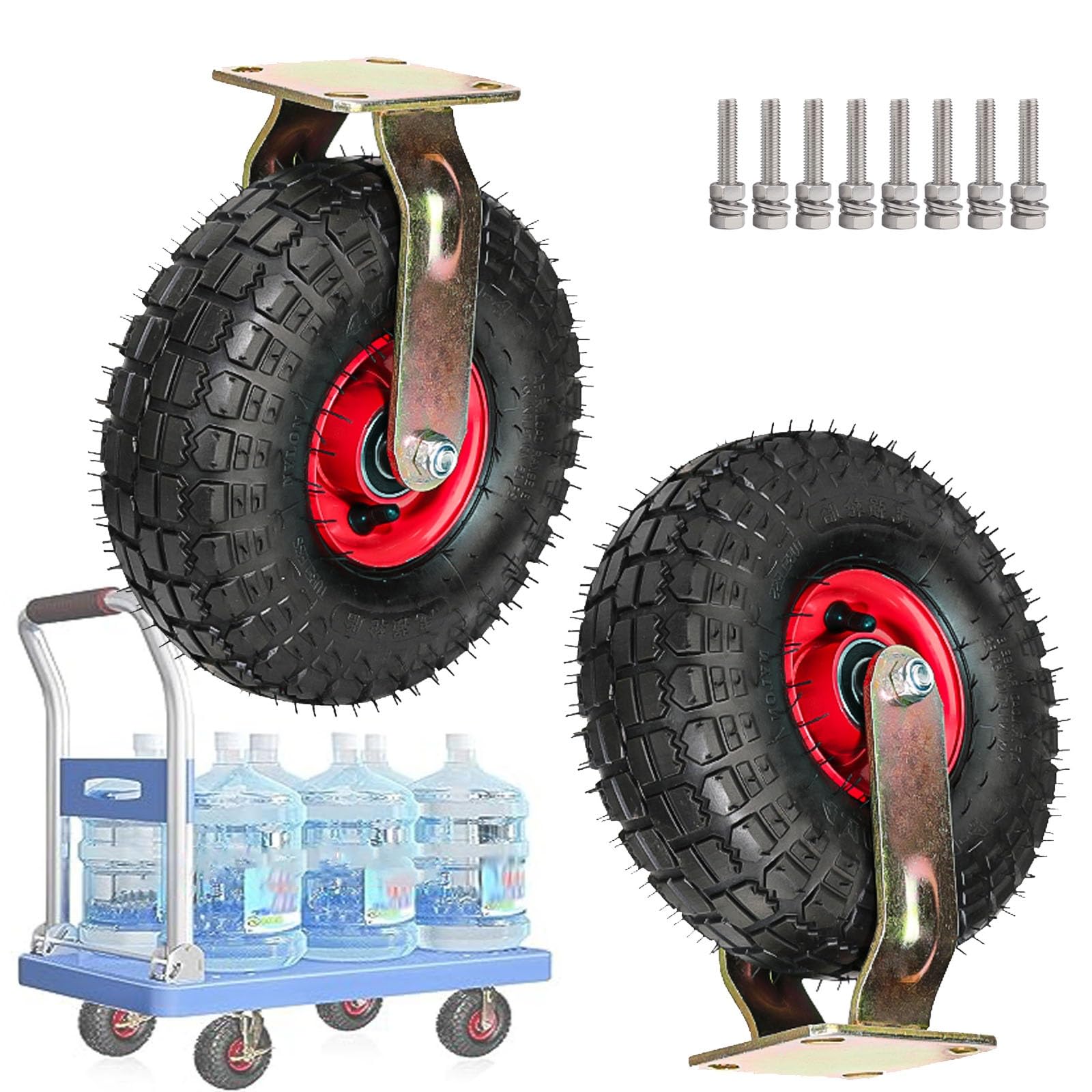 GYRAZXS Heavy Duty Swivel Caster Wheels with Ball Bearings & Side Brakes Industrial Furniture Casters for Trolleys & Carts Ideal for Heavy Loads and Easy Maneuverability