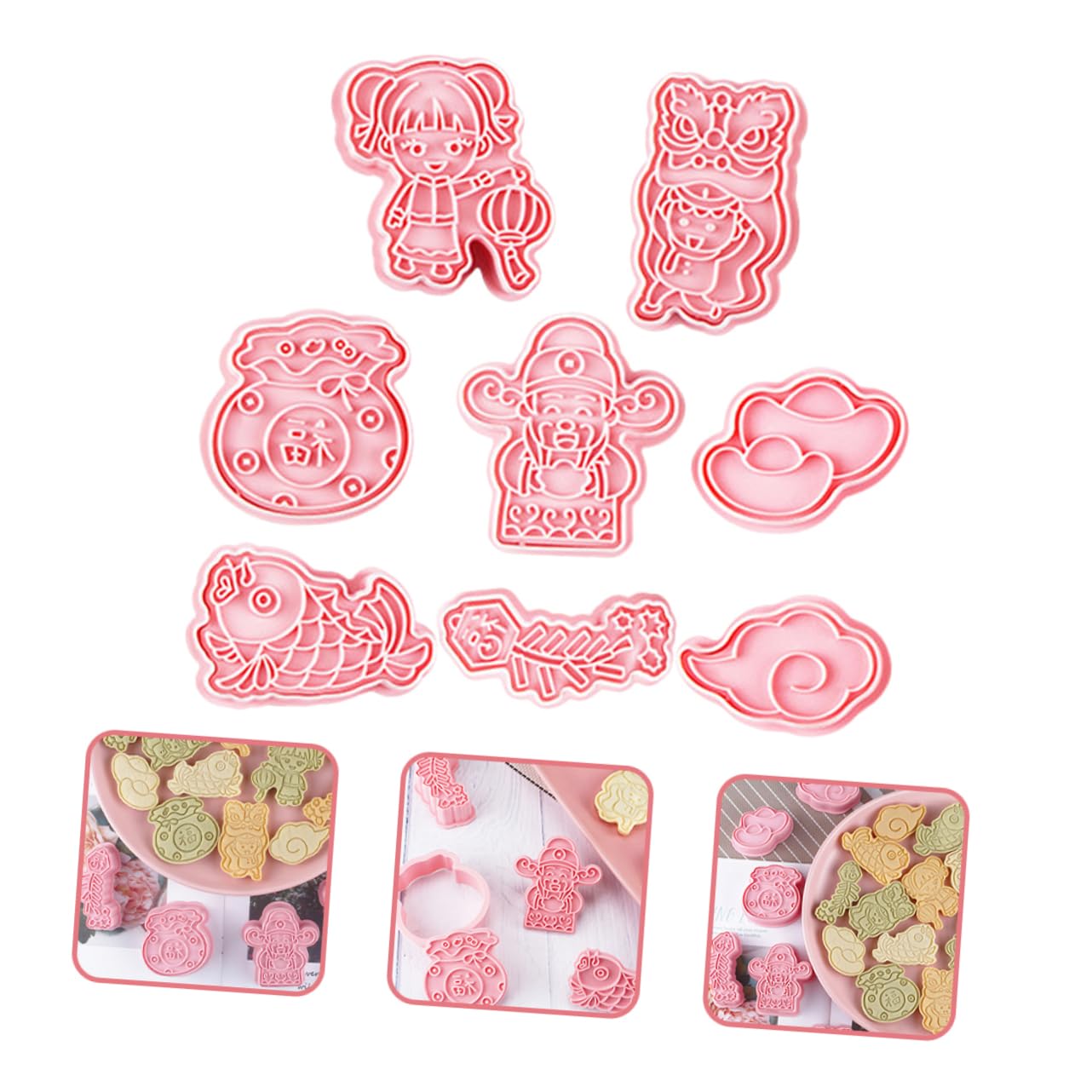 Cabilock 5 Juegos Molde De Galletas Cacerola Galletas De Chocolate Cortadores De Galletas Moldes De Fondant Horneando Plantilla De Galleta Galletas De Mantequilla El Plastico Rosa 8 Uds * 5