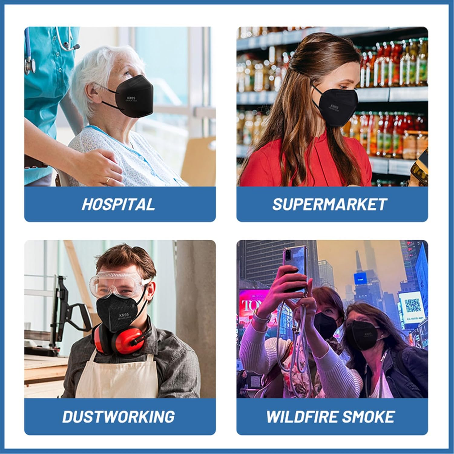 KN95 Face Masks Black Adults - 100 Pack Disposable Masks Comfortable 5-Layer Safety Face Masks & 5 Adjustable Masks Extender Masks Large Size - Image 8