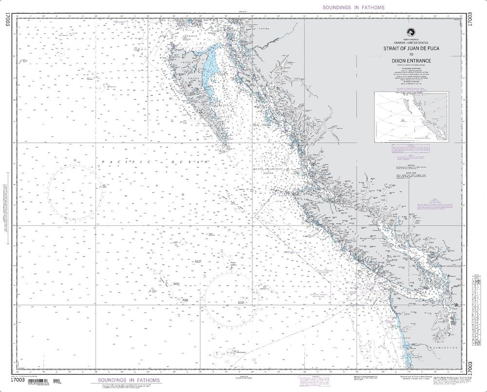 Paradise Cay Publications NGA Chart 17003WP: Strait of Juan De Fuca to Dixon Entrance; 32.5 X 41; Waterproof