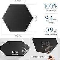 Vista 4 de paquete de 12 paneles acústicos autoadhesivos de alta densidad, paneles de espuma insonorizantes de 12 x 10 x 25/64 de pulgada, elegantes paneles