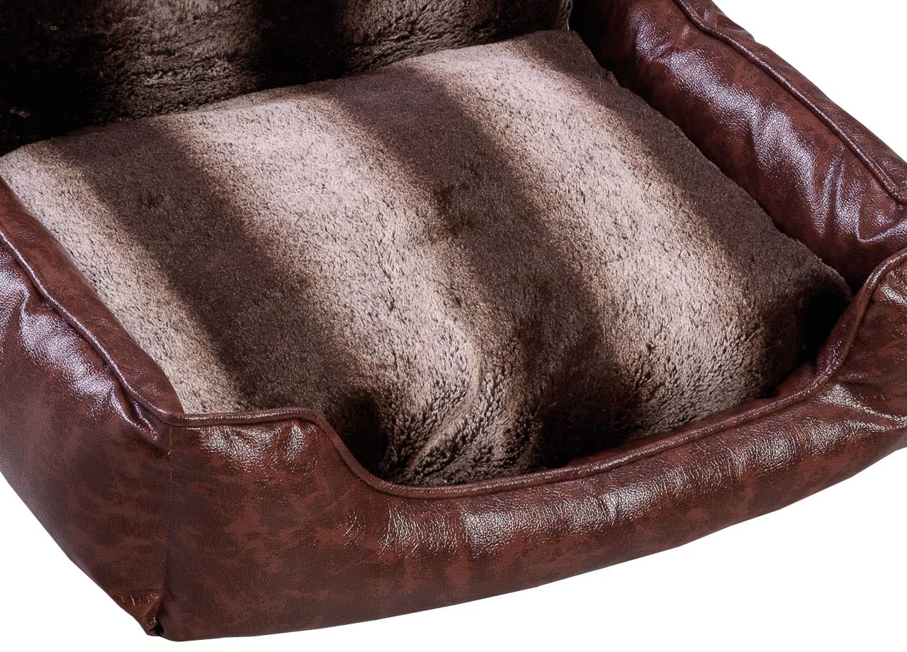 BIANCHERIAWEB Cuccia Divanetto Cane Gatto Cuscino Morbido Peluches Effetto Cuoio Animali Elegance